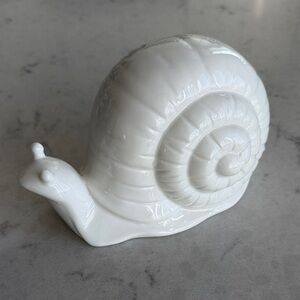 White Ceramic Snail Figurine